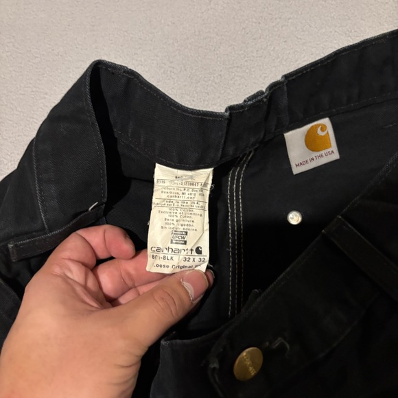 Carhartt Double Knees Pants Mens 32x32 Black Carpenter Loose Fit USA B01 BLK - Picture 3 of 8